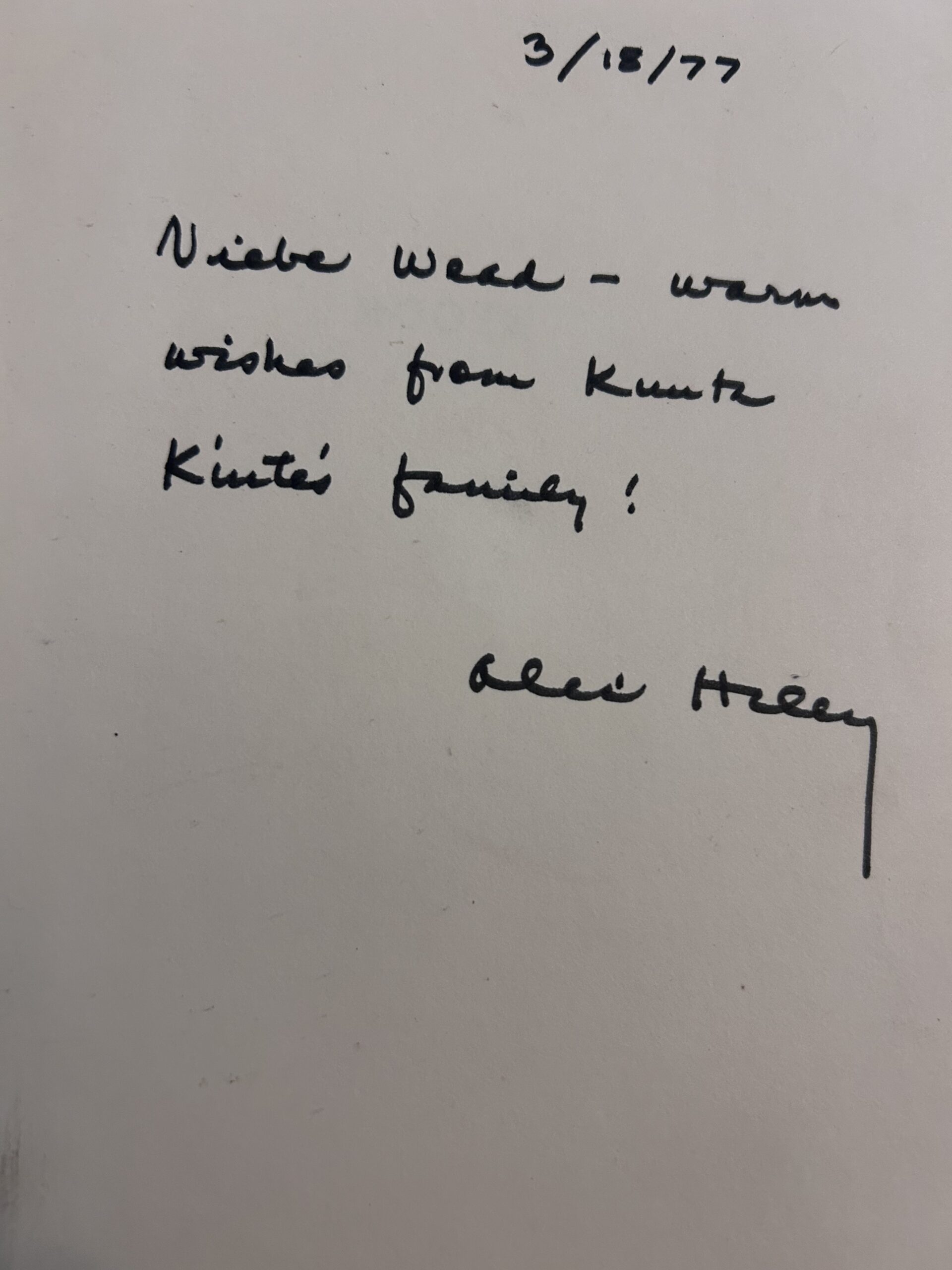 Autograph from Alex Haley